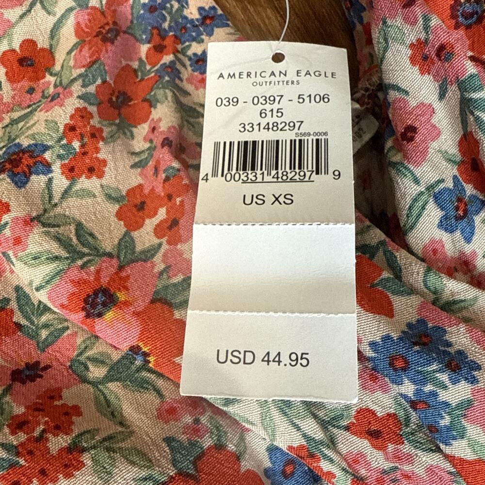 American Eagle Women's Pink Floral Summer Open Back One Piece Romper XS NEW NWT - Picture 3 of 4